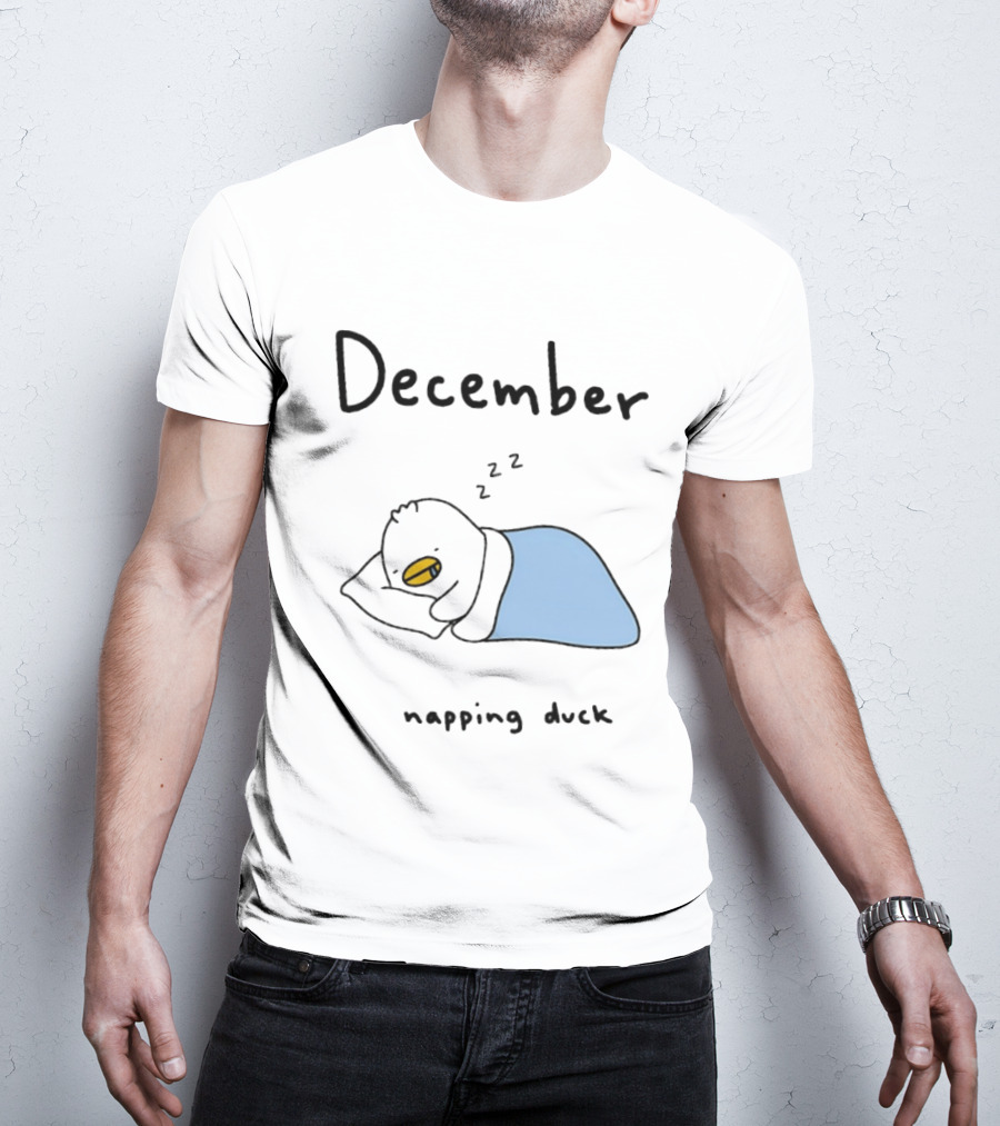December Cozy Napping Duck Winter Month T-Shirt