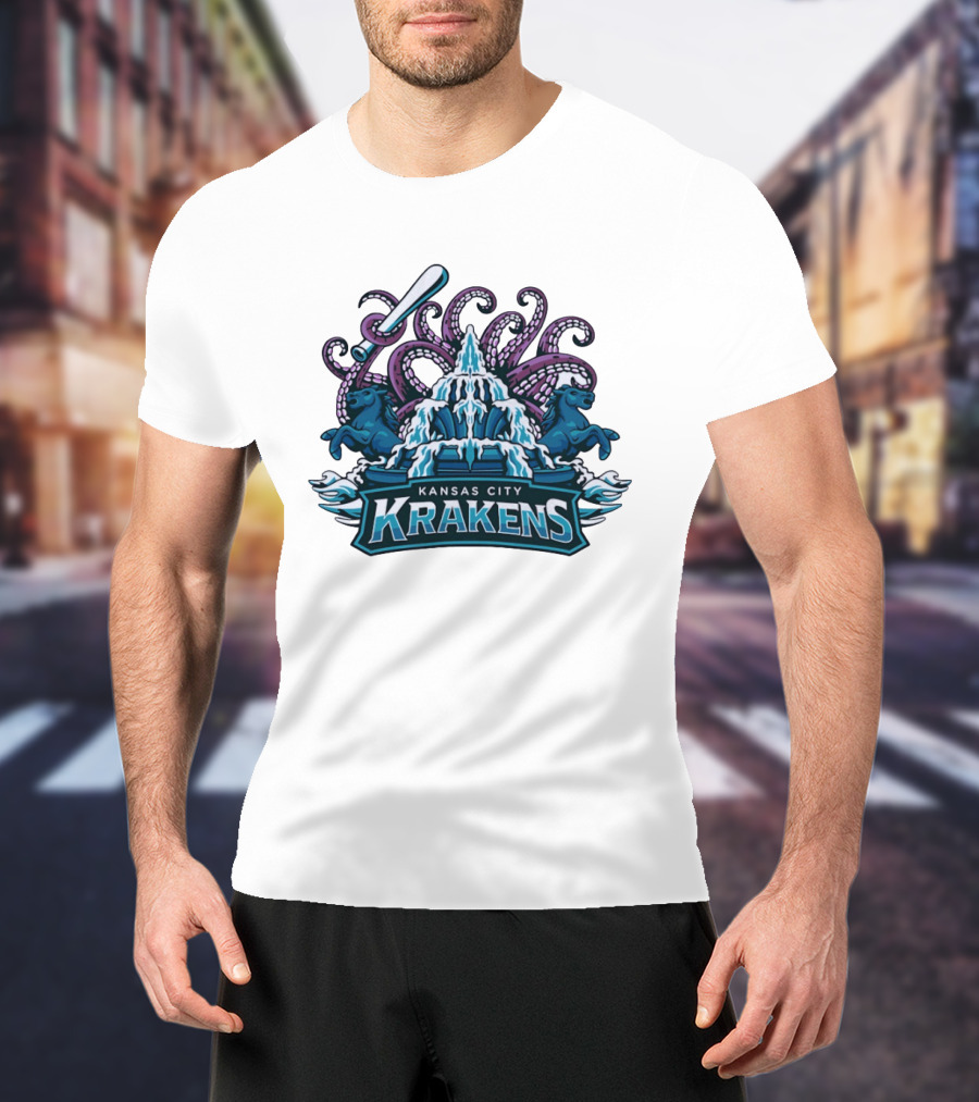 Kansas City Krakens Fountain Octopus Horses Sports Team T-Shirt