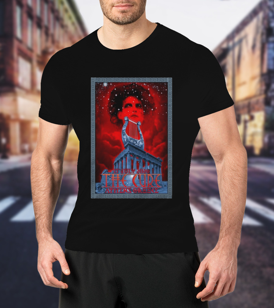 The Cure Athens Greece July 15 2026 Concert Parthenon Lyre Stars T-Shirt