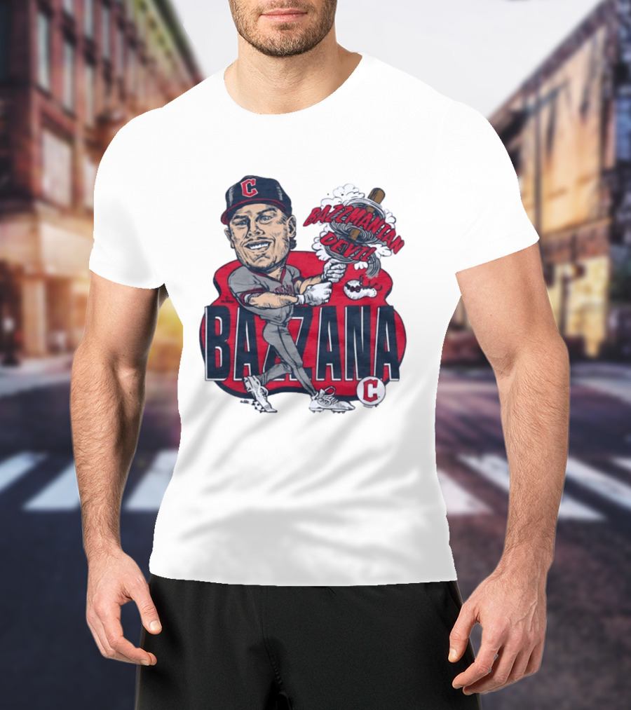 Bazzana Bazzmanian Devil Cleveland Guardians Caricature Baseball Player T-Shirt