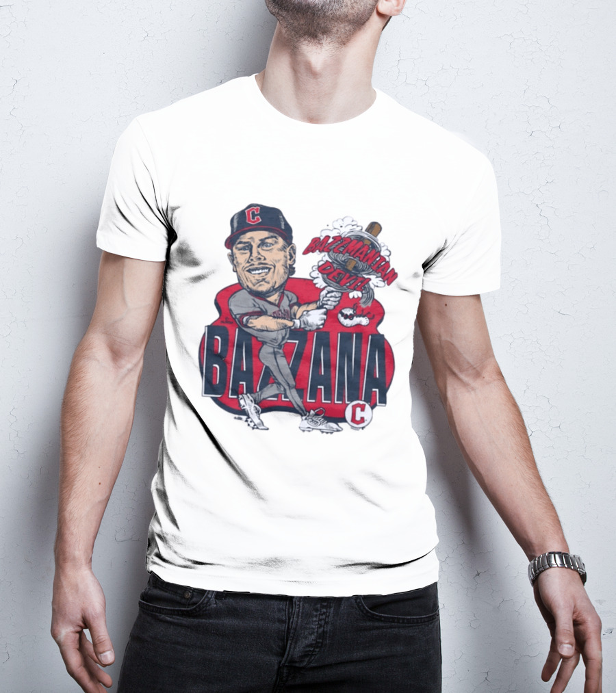 Bazzana Bazzmanian Devil Cleveland Guardians Caricature Baseball Player T-Shirt