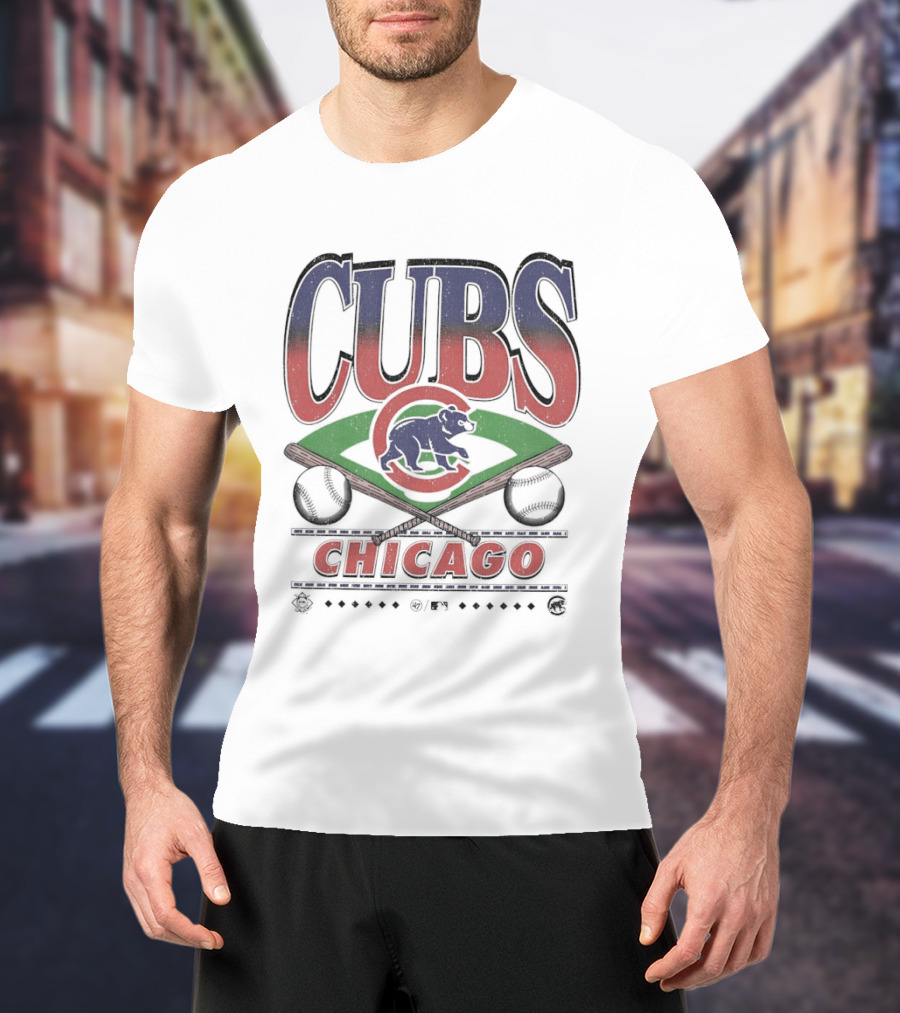Chicago Cubs Baseball MLB Vintage Logo Crossed Bats T-Shirt