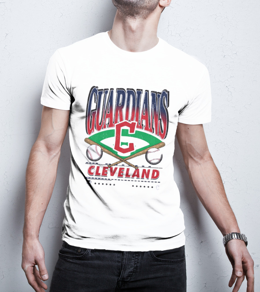 Cleveland Guardians Baseball Team Retro Style With Bats And Ball T-Shirt
