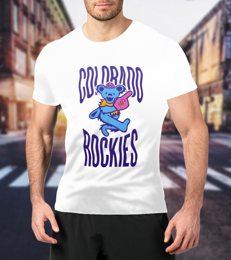 Colorado Rockies Grateful Dead Dancing Bear Sports Fan T-Shirt