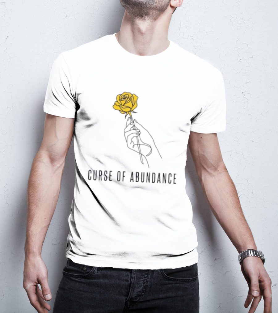 Curse Of Abundance Yellow Rose Hand Minimalist Line T-Shirt