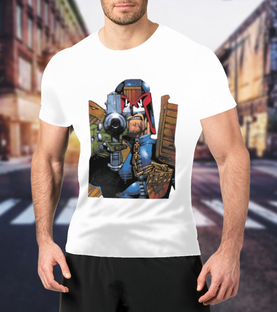 Judge Dredd 2000 AD Comic Book Character With Iconic Outfit T-Shirt