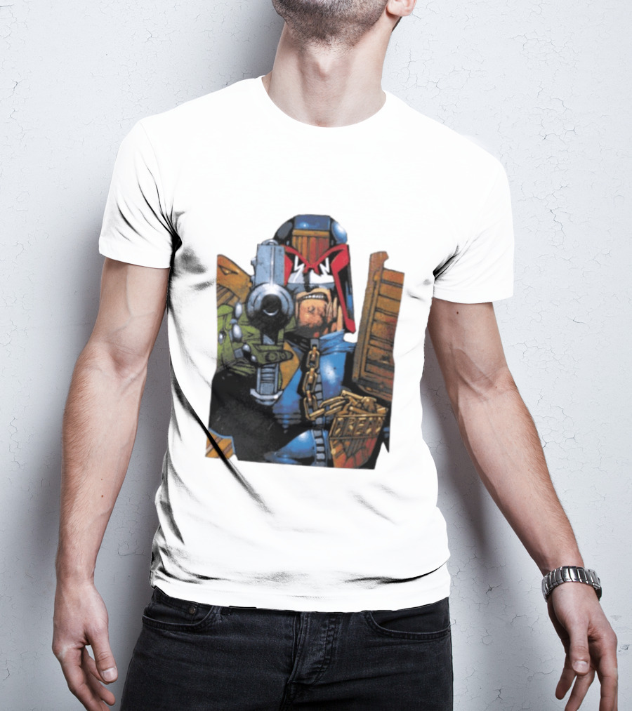 Judge Dredd 2000 AD Comic Book Character With Iconic Outfit T-Shirt