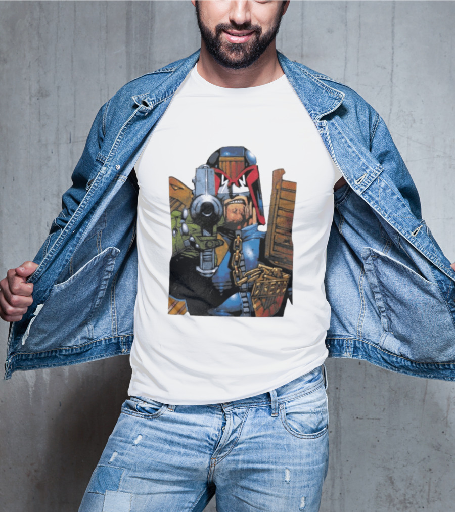 Judge Dredd 2000 AD Comic Book Character With Iconic Outfit T-Shirt