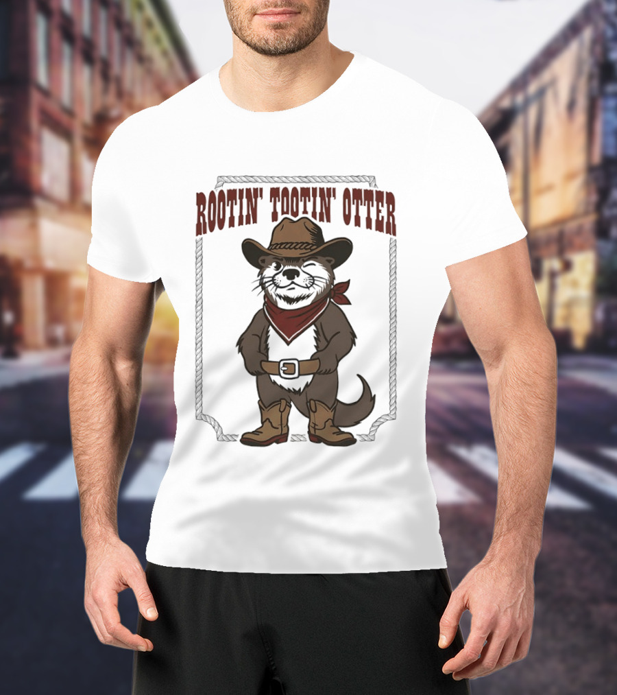 Rootin' Tootin' Otter Cowboy Western Animal Rustler T-Shirt
