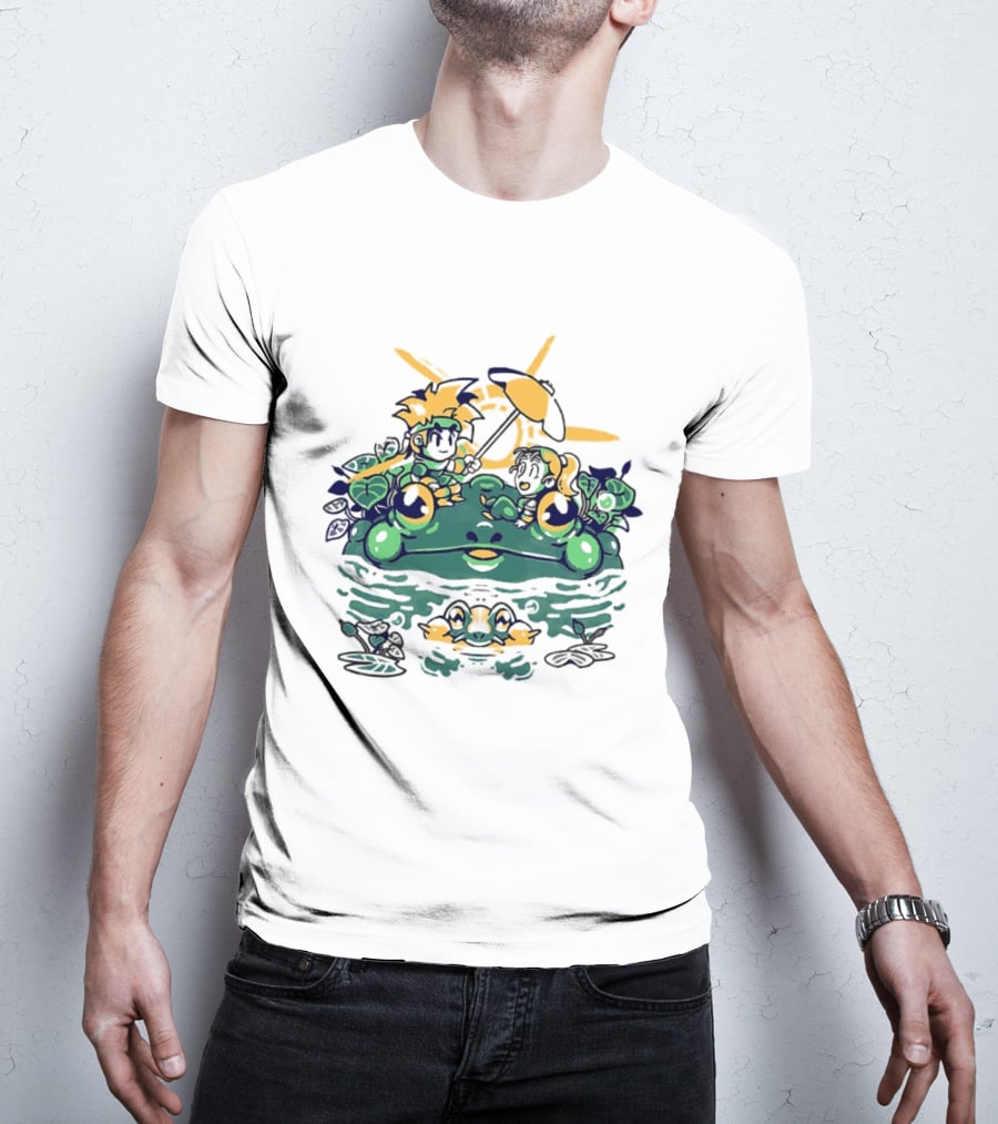 Hot Summer Swamp Frog Nature Characters Relaxing In Sun With Tropical Plants T-Shirt