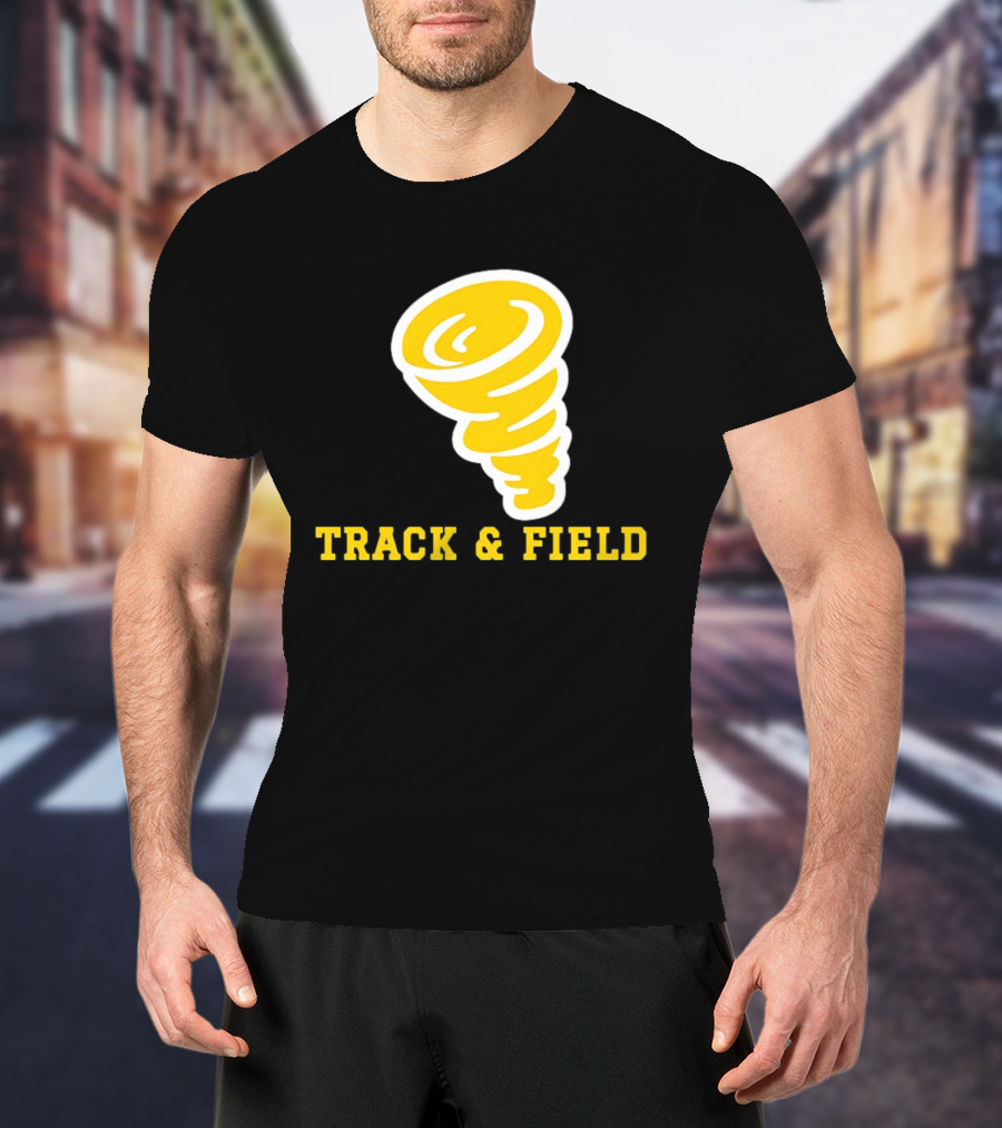 Tornado Track And Field Yellow Swirl Team Athletics T-Shirt