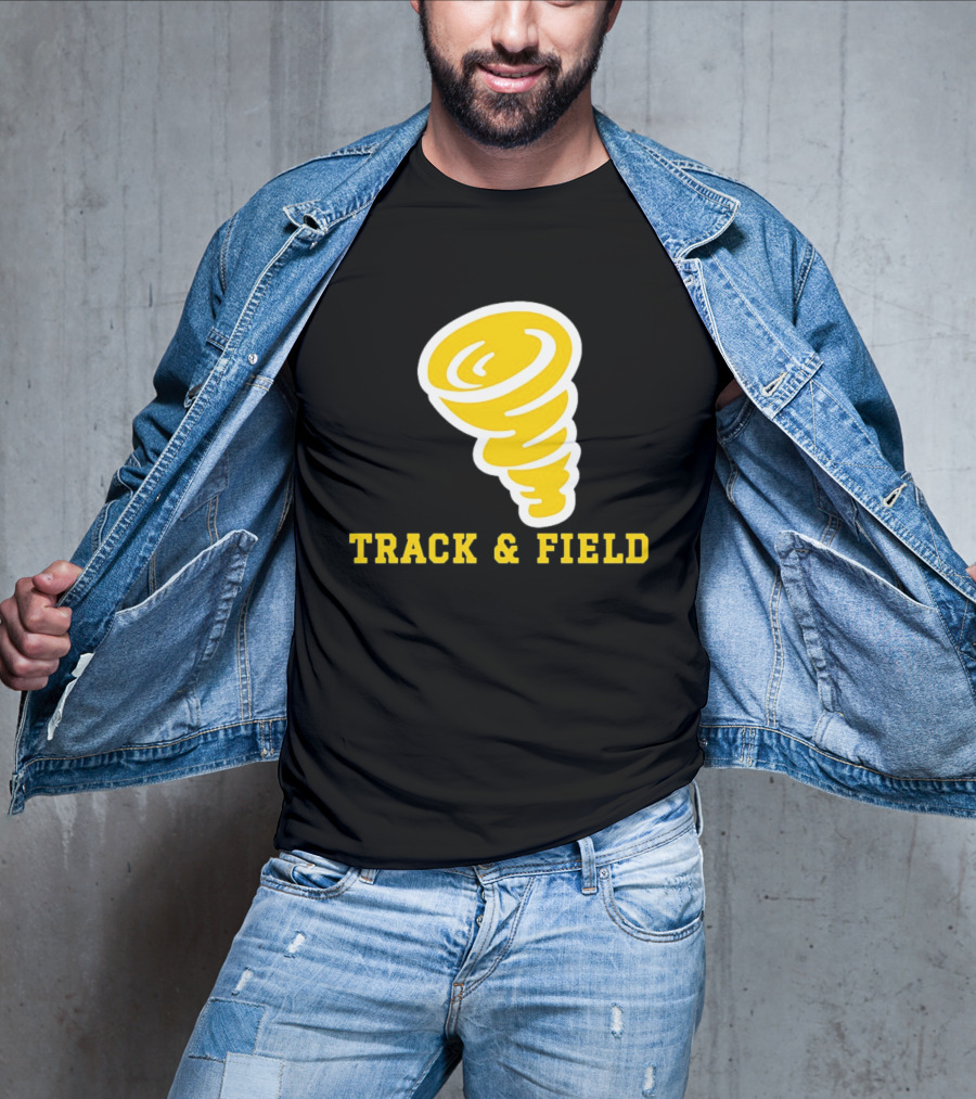 Tornado Track And Field Yellow Swirl Team Athletics T-Shirt