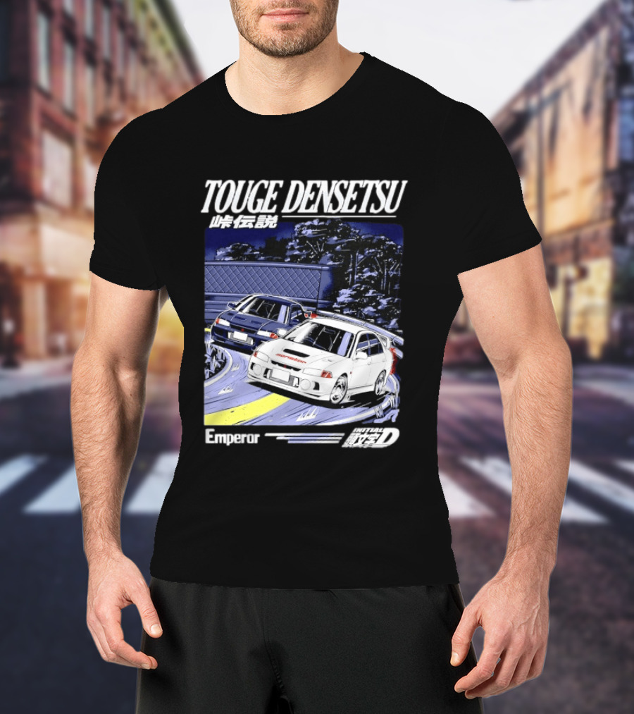 Touge Densetsu Emperor Initial D Mitsubishi Lancer Evolution Racing Scene T-Shirt