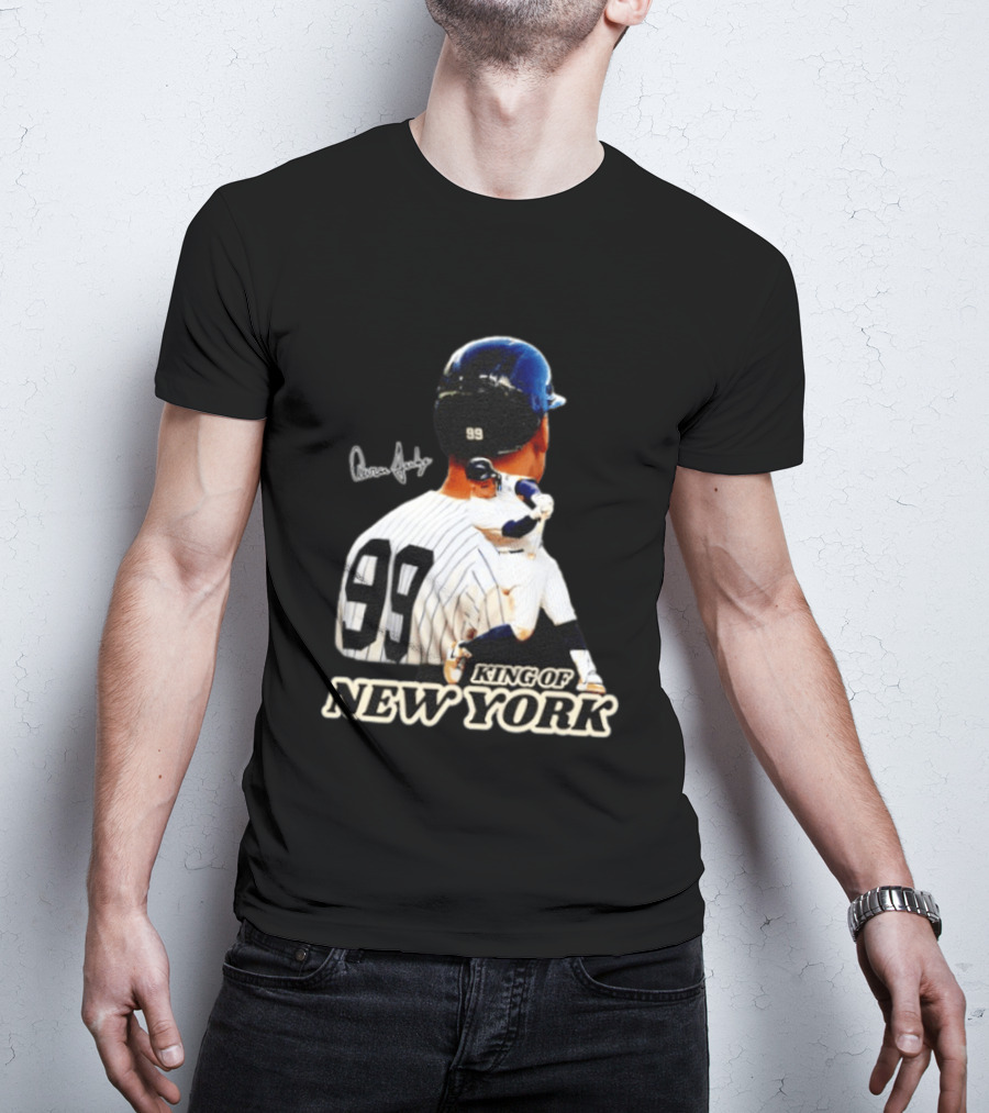 Aaron Judge 99 King Of New York Yankees Baseball Player Signed T-Shirt