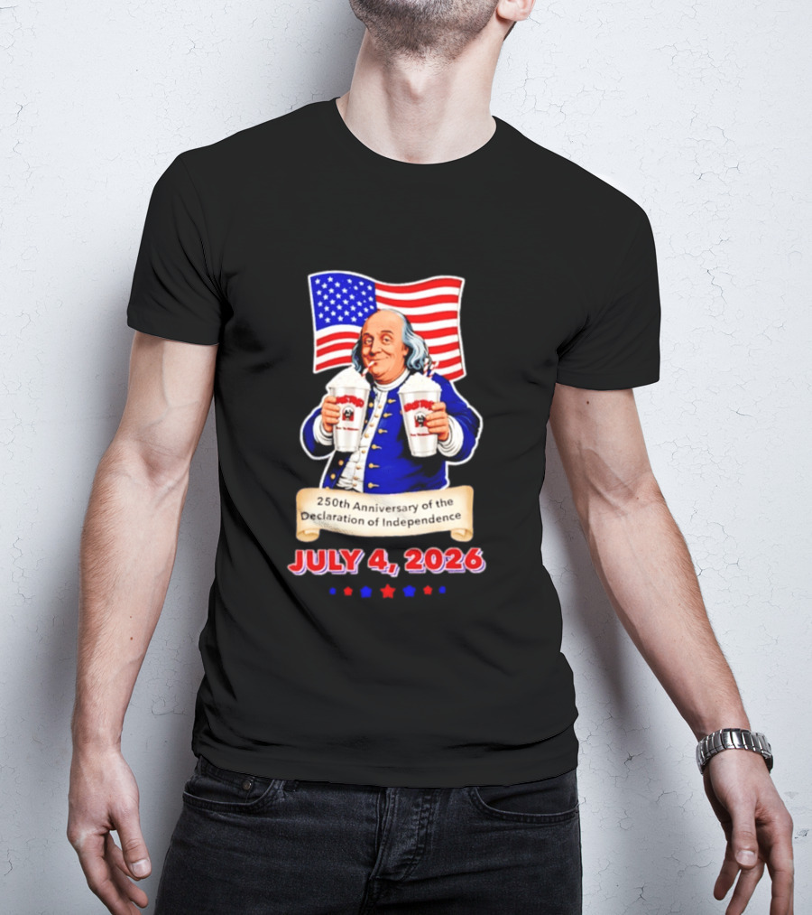 Benjamin Franklin July 4 2026 250th Anniversary Of The Declaration Of Independence T-Shirt