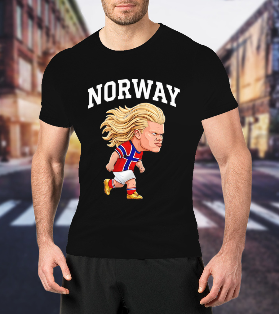 Erling Haaland Norway Football Player Caricature Nordic Soccer Star T-Shirt