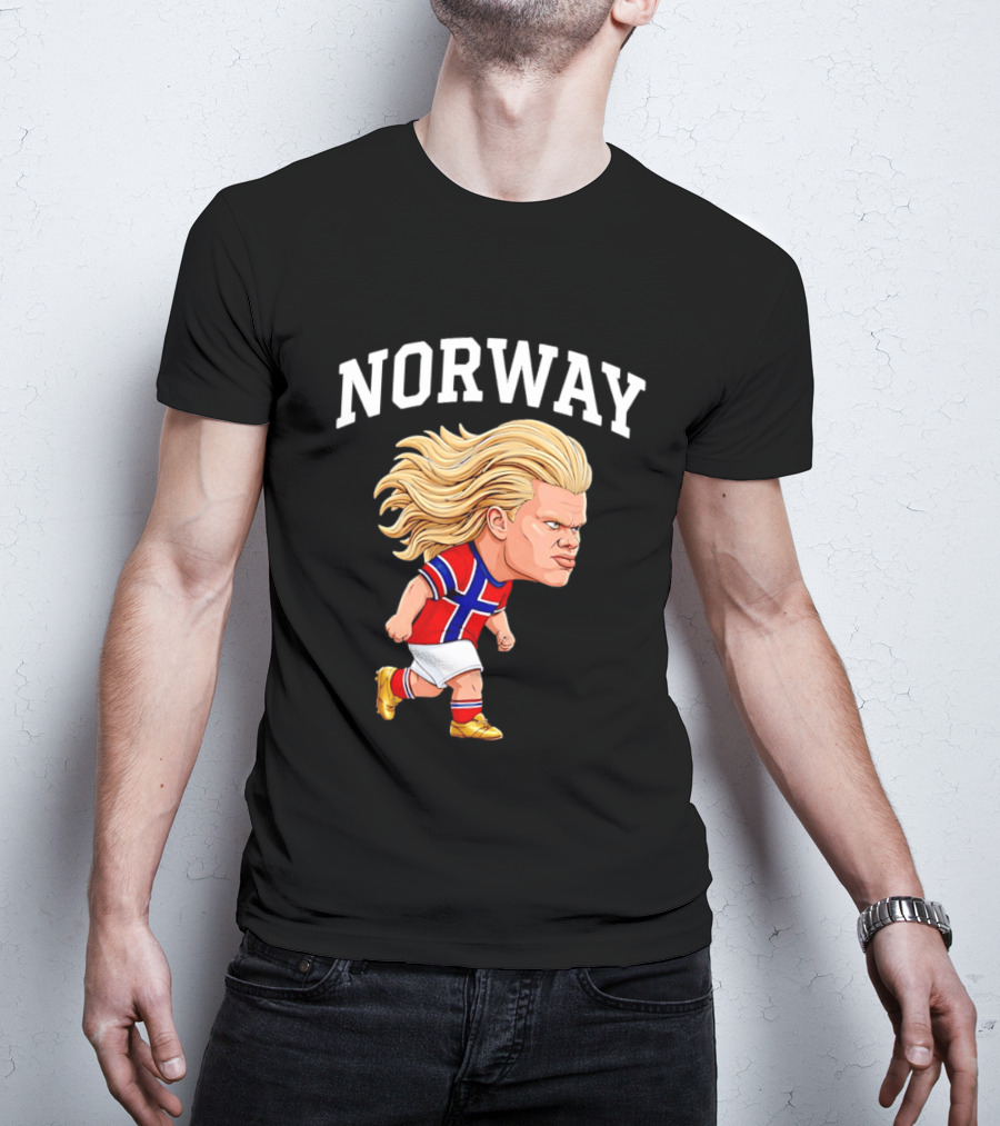Erling Haaland Norway Football Player Caricature Nordic Soccer Star T-Shirt