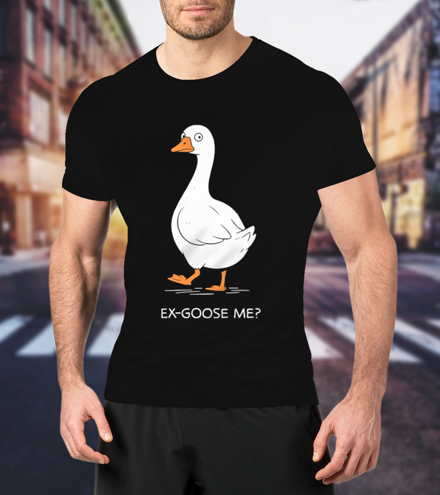Ex Goose Me Goose Pun Cartoon Walking Goose T-Shirt