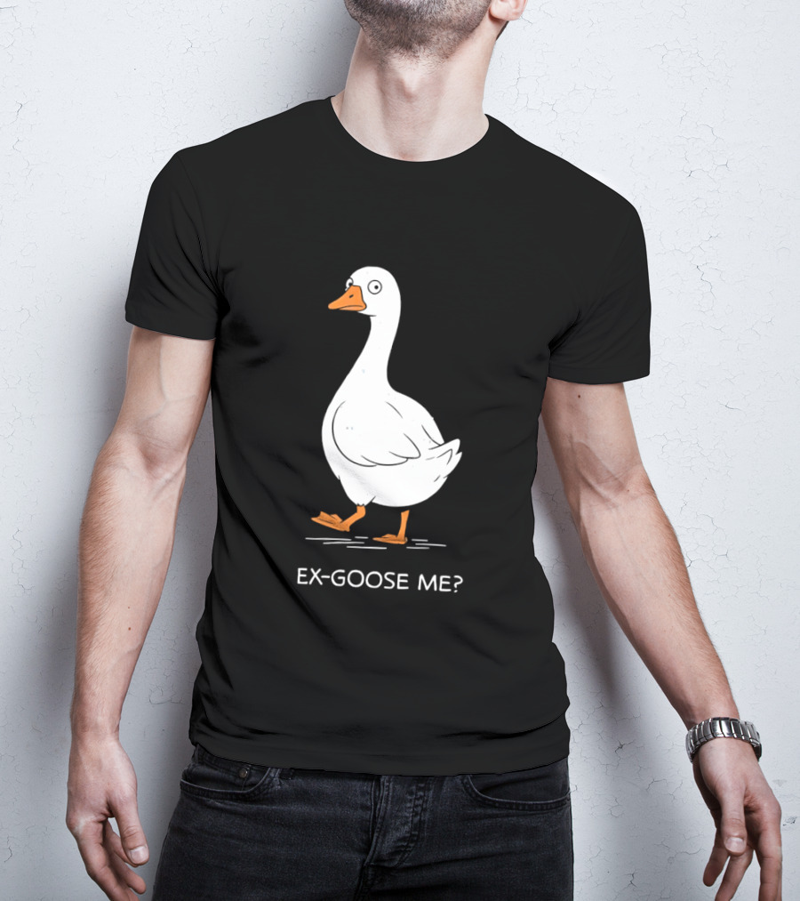 Ex Goose Me Goose Pun Cartoon Walking Goose T-Shirt