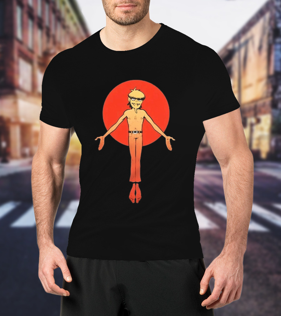 Gorillaz Murdoc Crucifix Pose Red Circle T-Shirt