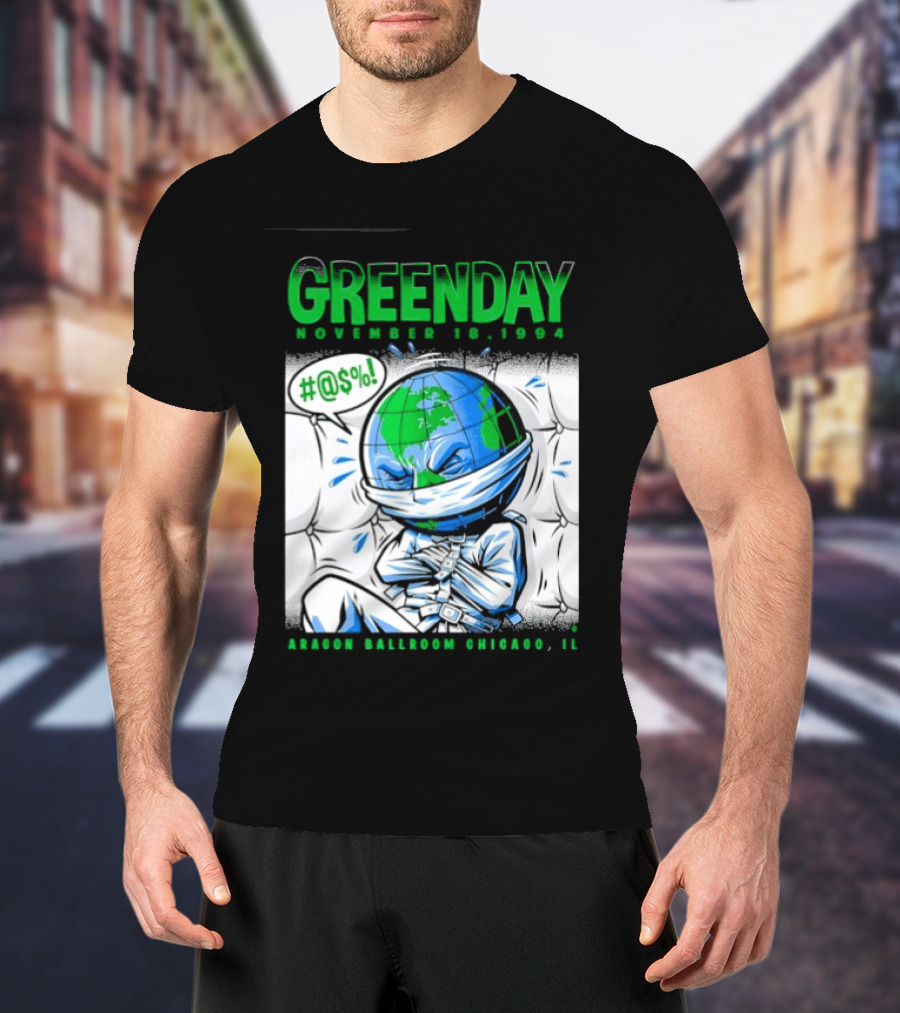 Greenday November 18 1994 Aragon Ballroom Chicago IL Earth T-Shirt