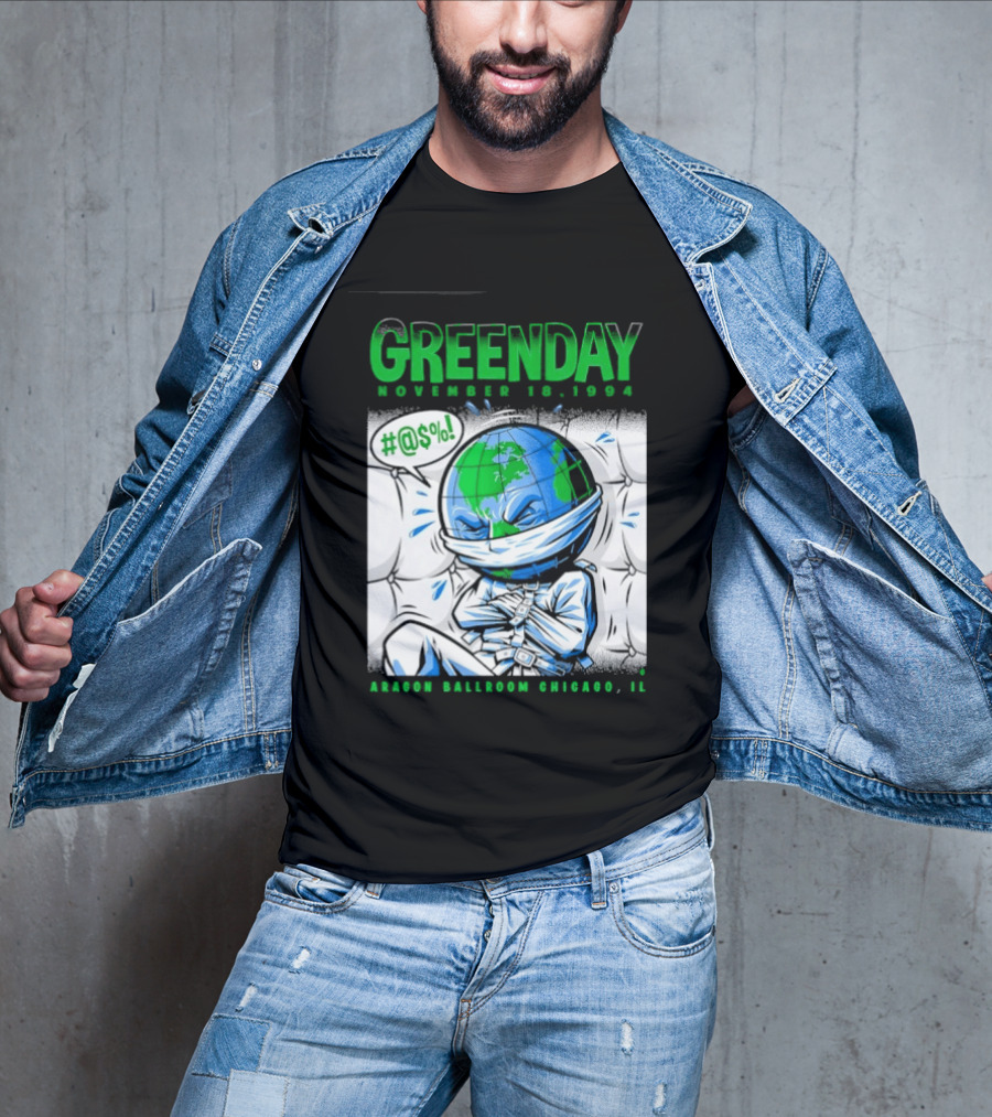 Greenday November 18 1994 Aragon Ballroom Chicago IL Earth T-Shirt