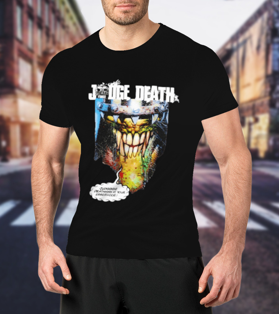 Judge Death 2000 AD Comic Book Character Jugggge Deathhhh At Your Sssservice T-Shirt