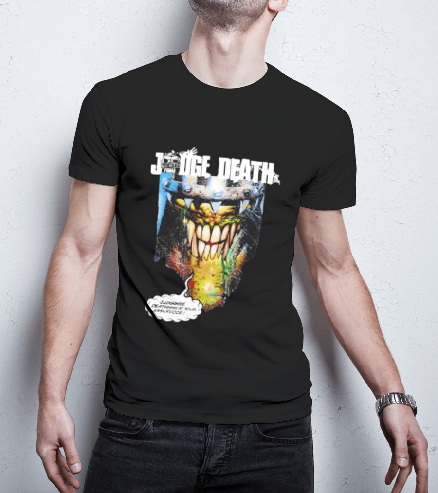 Judge Death 2000 AD Comic Book Character Jugggge Deathhhh At Your Sssservice T-Shirt