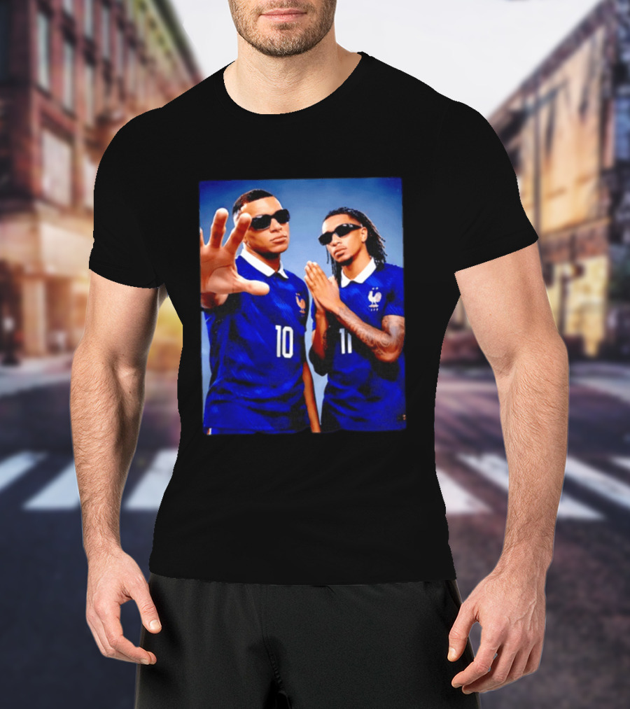 Kylian Mbappe Ousmane Dembele France National Football Team Jersey Blue T-Shirt