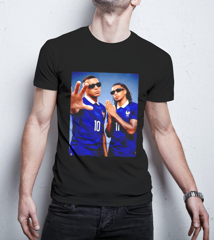 Kylian Mbappe Ousmane Dembele France National Football Team Jersey Blue T-Shirt