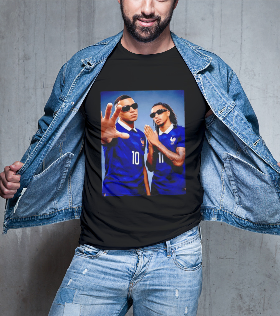 Kylian Mbappe Ousmane Dembele France National Football Team Jersey Blue T-Shirt