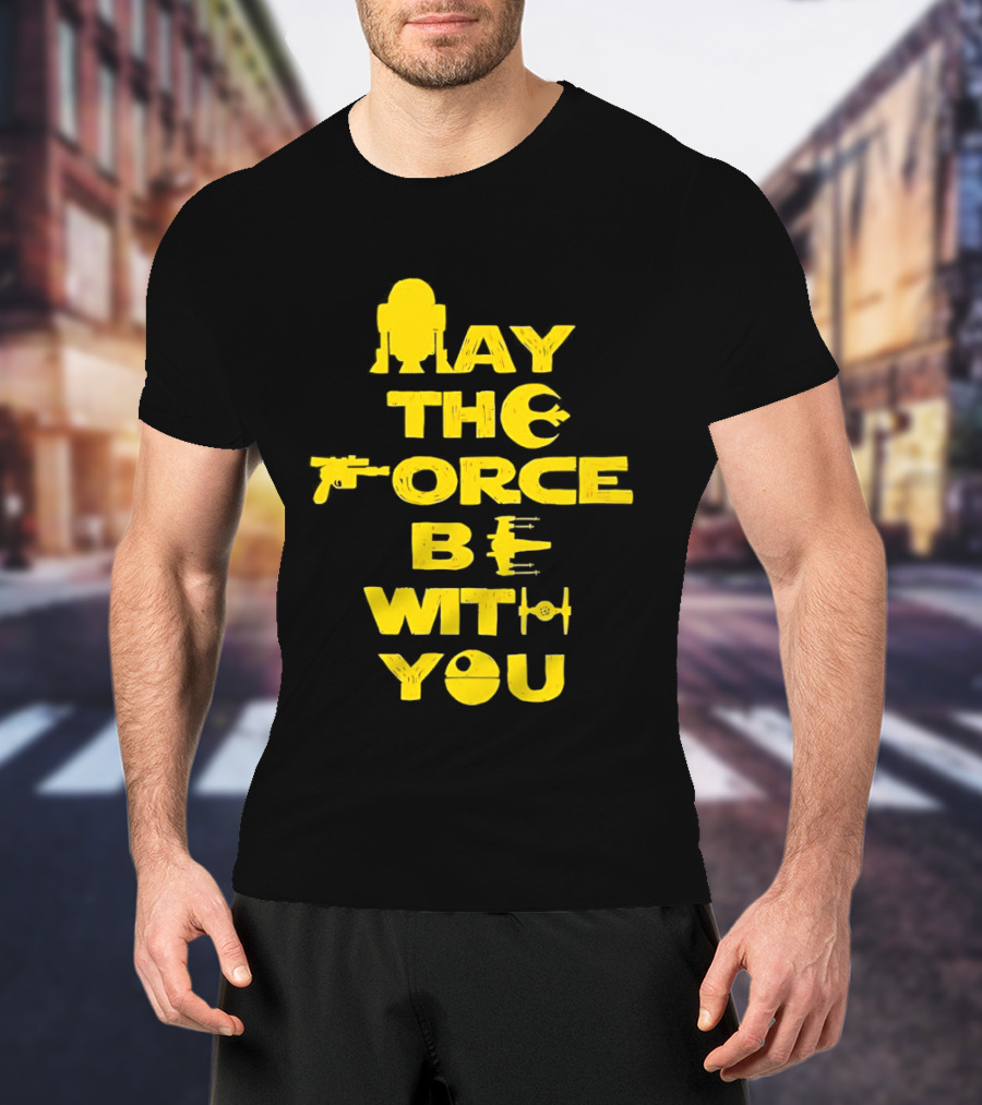 Star Wars May The Force Be With You Droid And Spaceship T-Shirt