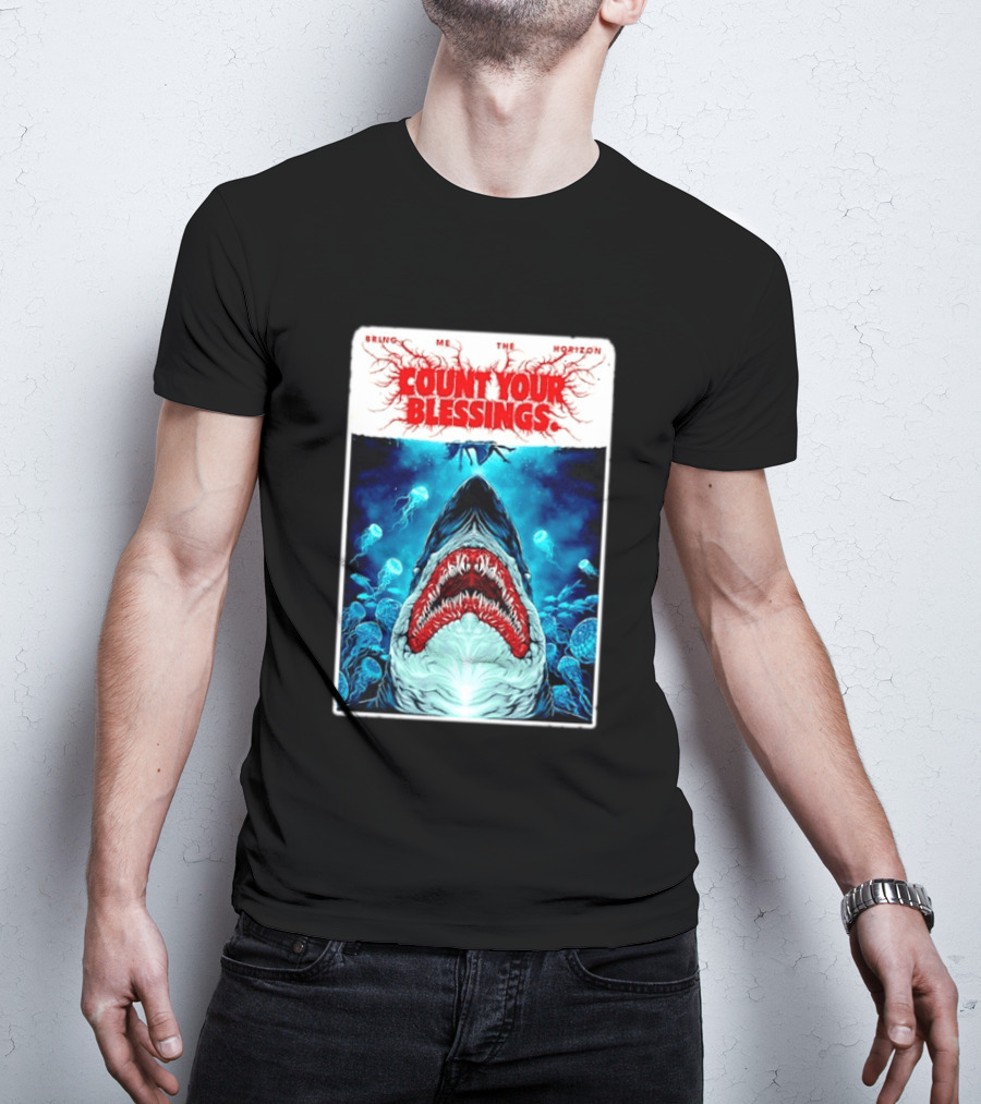 Bring Me The Horizon Count Your Blessings Shark And Jellyfish Ocean Scene T-Shirt