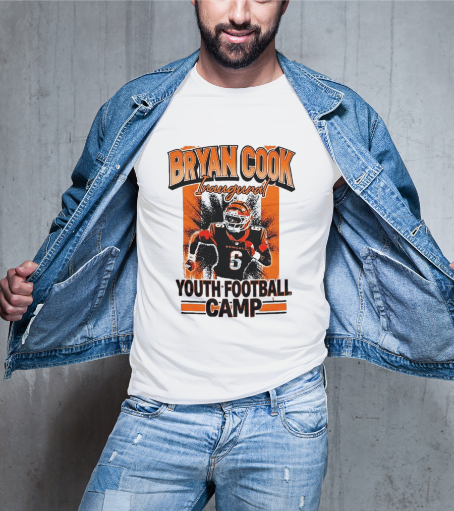 Bryan Cook Inaugural Youth Football Camp Cincinnati Bengals Player Number 6 T-Shirt