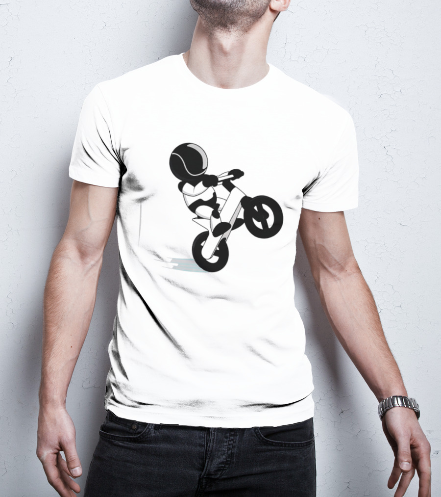 Stick Figure Biker Wheelie Adventure T-Shirt