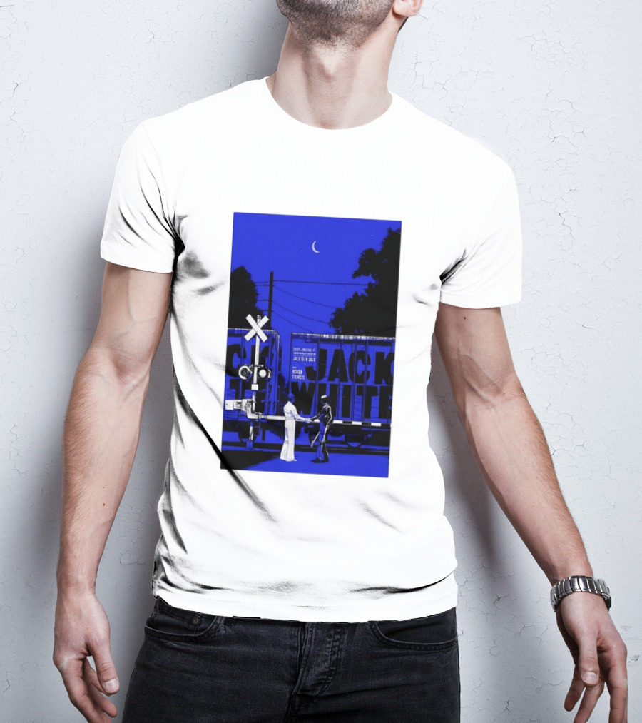 Jack White Rough Francis Essex Junction VT July 15 2026 Train Crossing Night Scene Moon T-Shirt