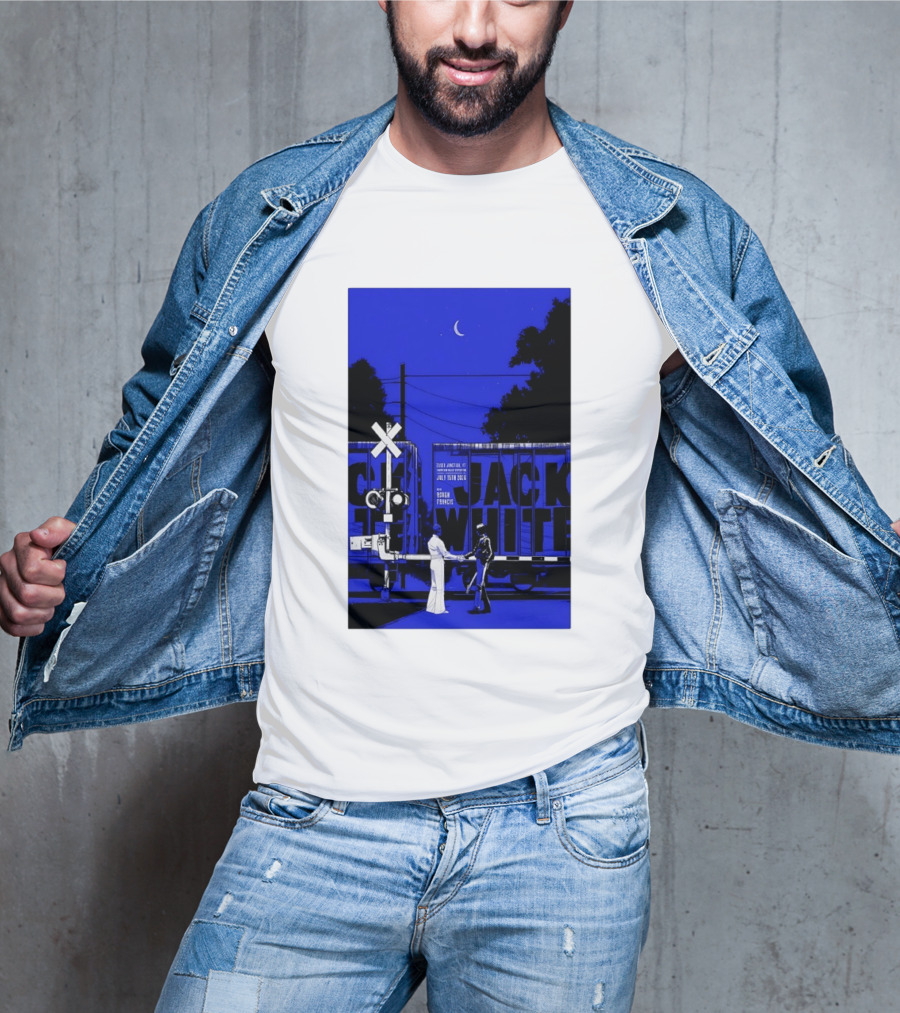 Jack White Rough Francis Essex Junction VT July 15 2026 Train Crossing Night Scene Moon T-Shirt