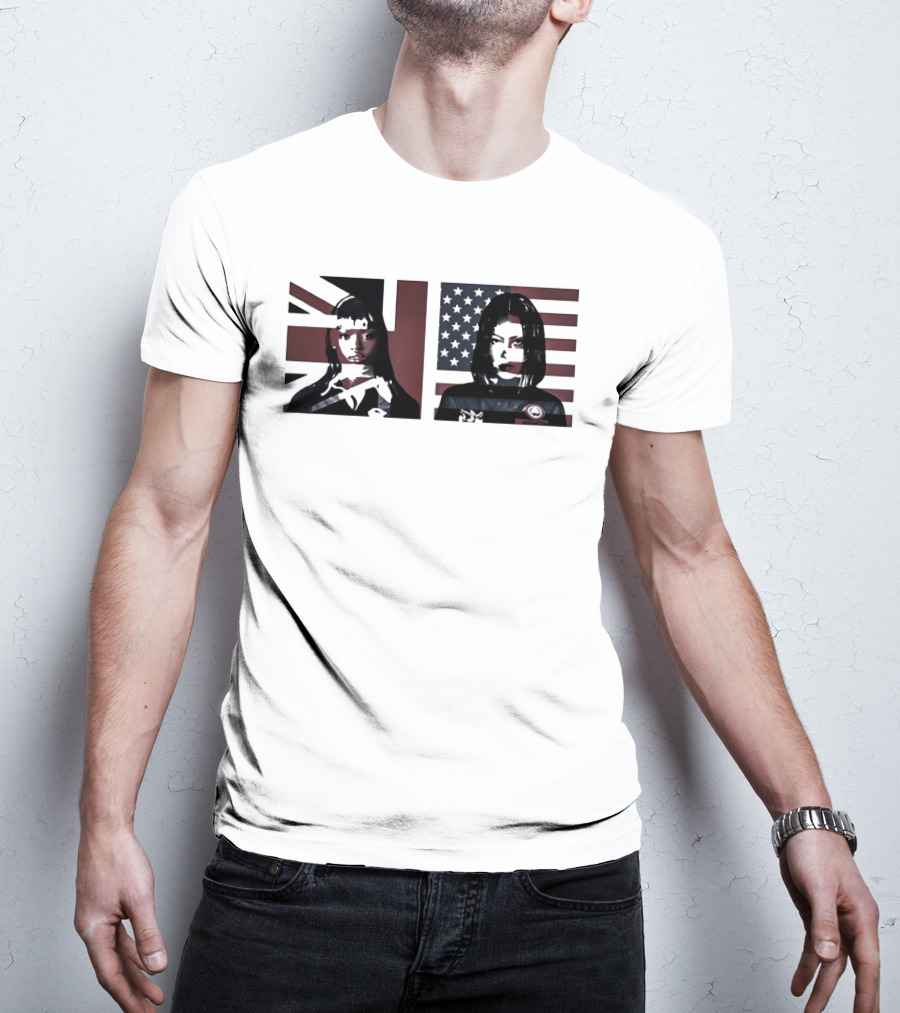 Jorja Smith And Taraji P Henson British And American Flag Portraits T-Shirt