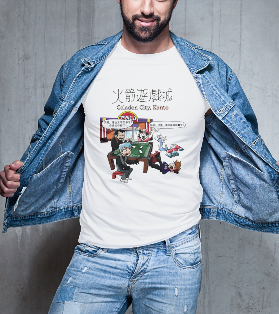 Celadon City Kanto Casino Scene With Iconic Characters T-Shirt