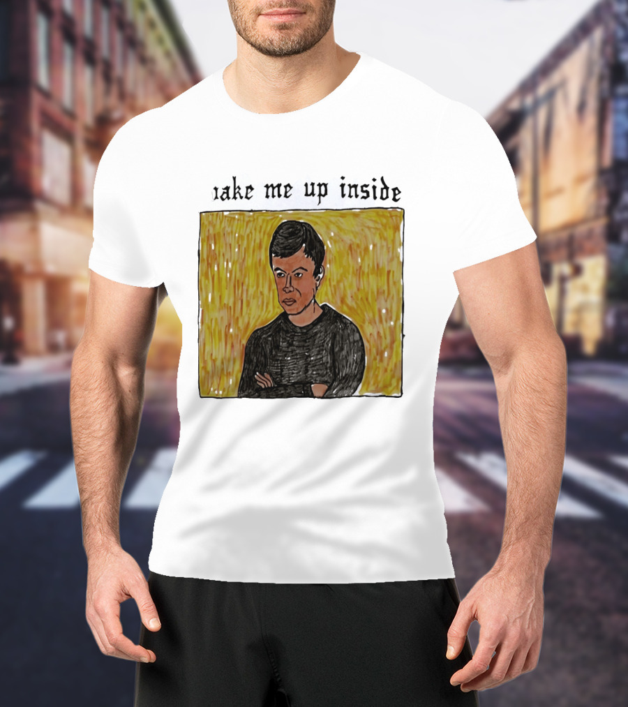 The Rehearsal 2 Wake Me Up Inside Meme Illustration With Contemplative Character On Yellow T-Shirt
