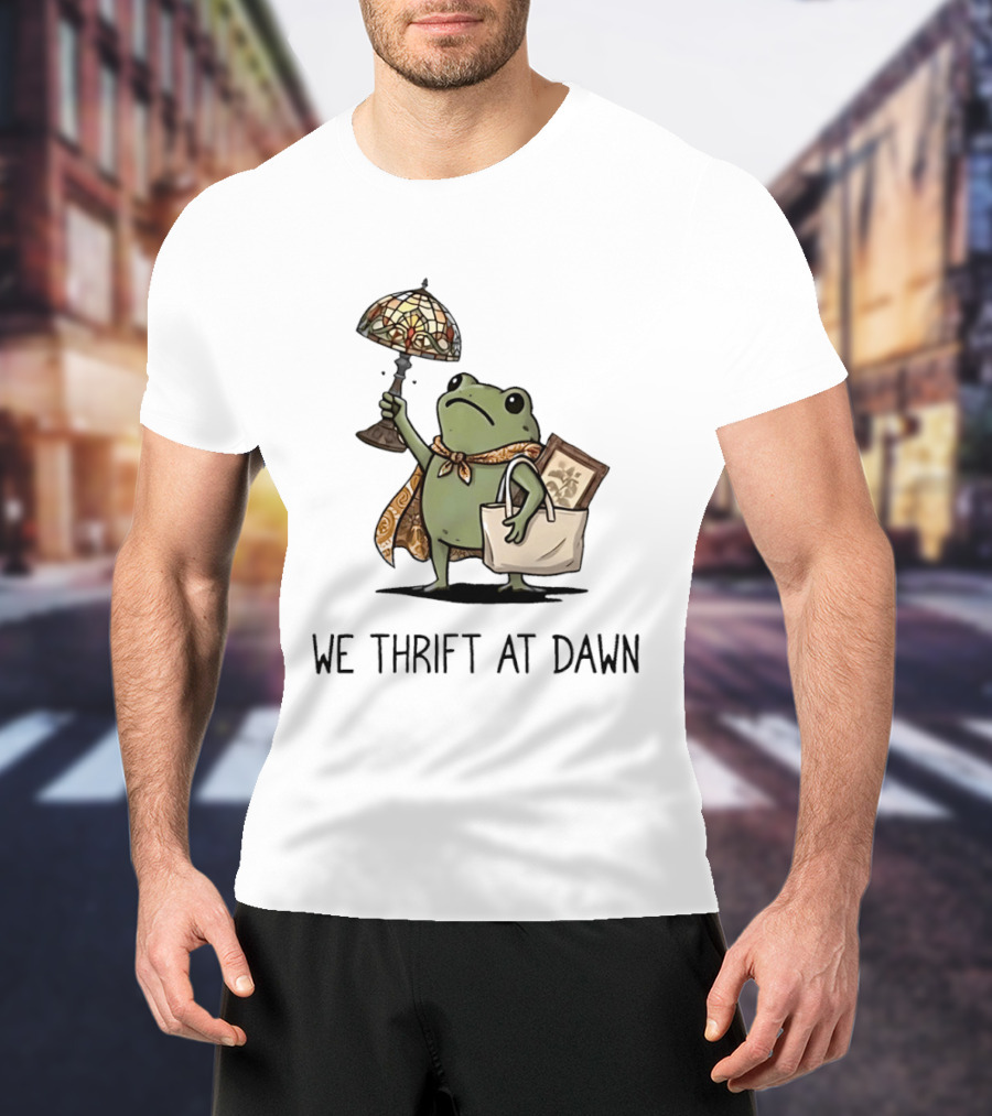 We Thrift At Dawn Frog With Vintage Lamp And T-Shirt
