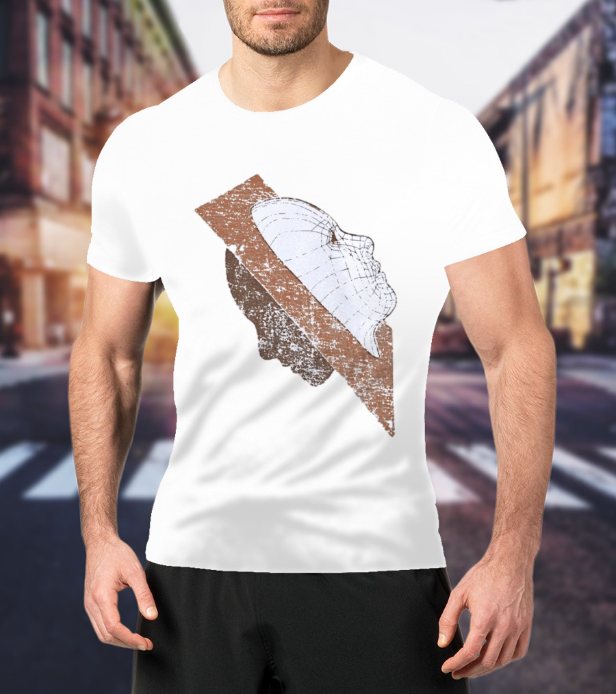 Wireframe Human Profile Collage Abstract Geometric Face T-Shirt