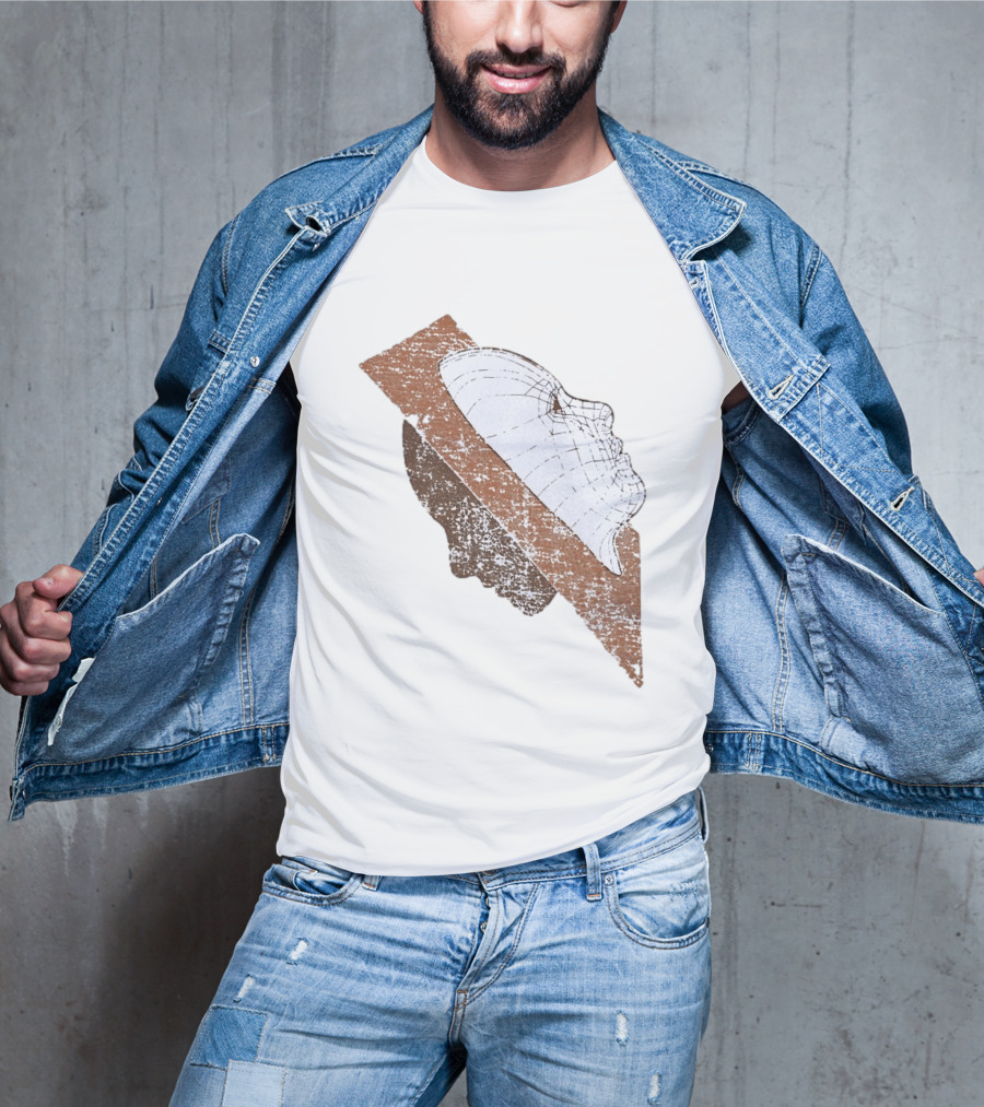 Wireframe Human Profile Collage Abstract Geometric Face T-Shirt