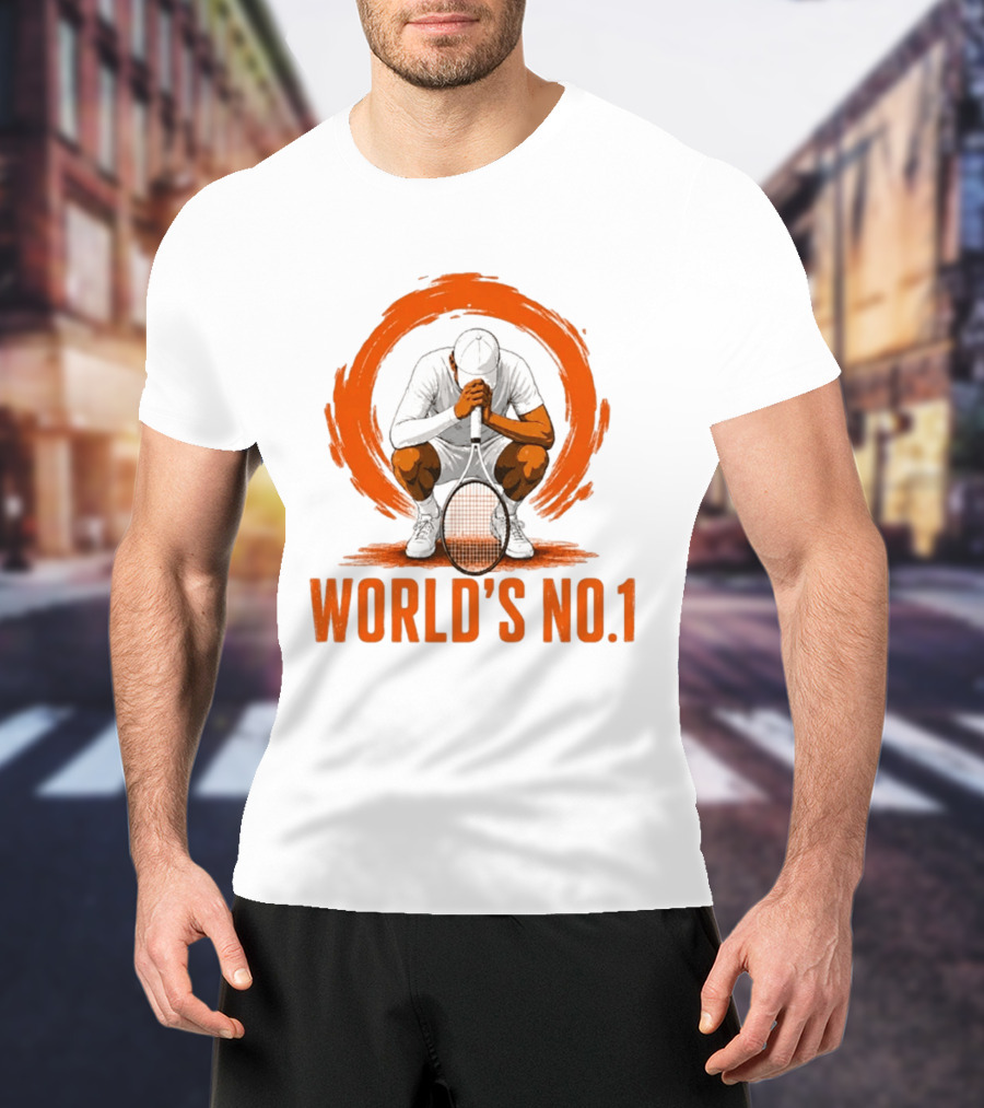 World's No. 1 Tennis Player Kneeling With Racket In Orange Circle T-Shirt