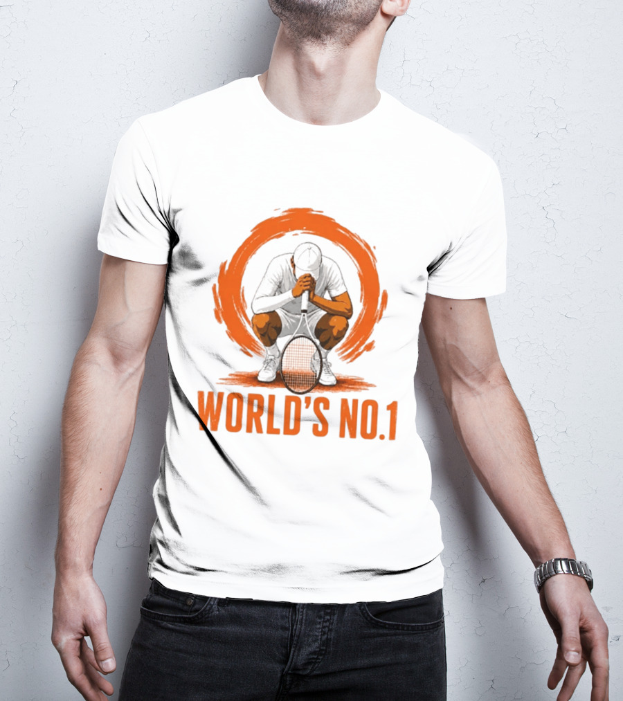 World's No. 1 Tennis Player Kneeling With Racket In Orange Circle T-Shirt