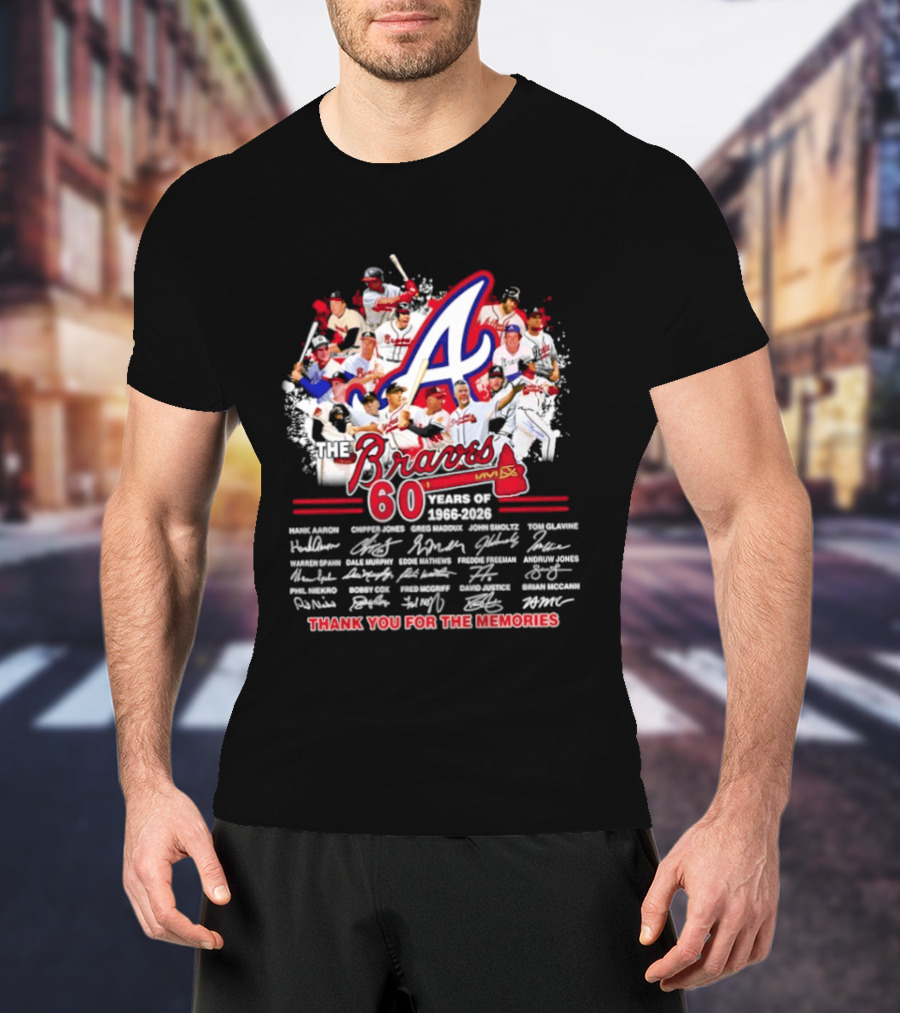 Atlanta Braves 60 Years 1966 2026 Collage Team Thank You For The Memories Autographed T-Shirt