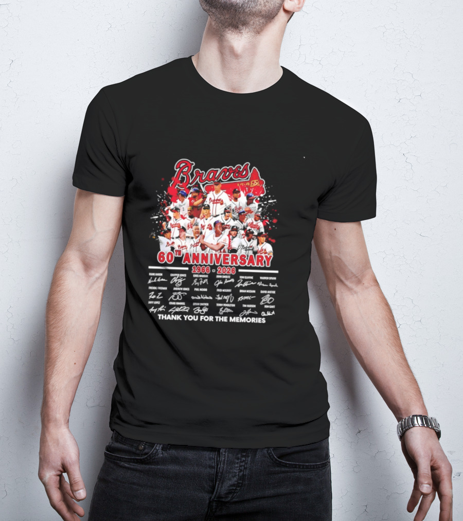 Atlanta Braves 60th Anniversary 1966 2026 Thank You For The Memories Signatures T-Shirt