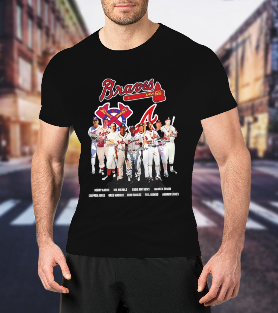 Atlanta Braves Legends Aaron Nichols Mathews Spahn Jones Maddux Smoltz Niekro T-Shirt