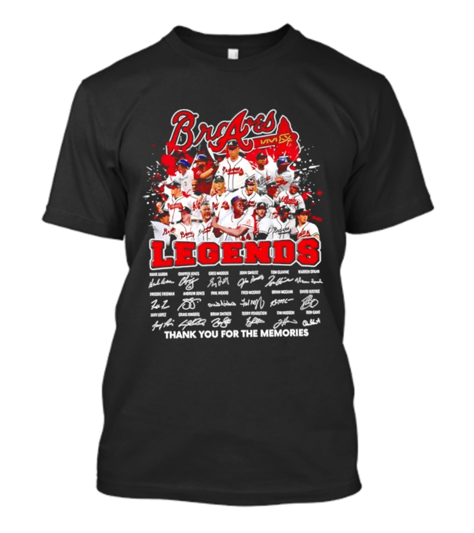 Braves Legends Thank You For The Memories Signatures Collage T-Shirt