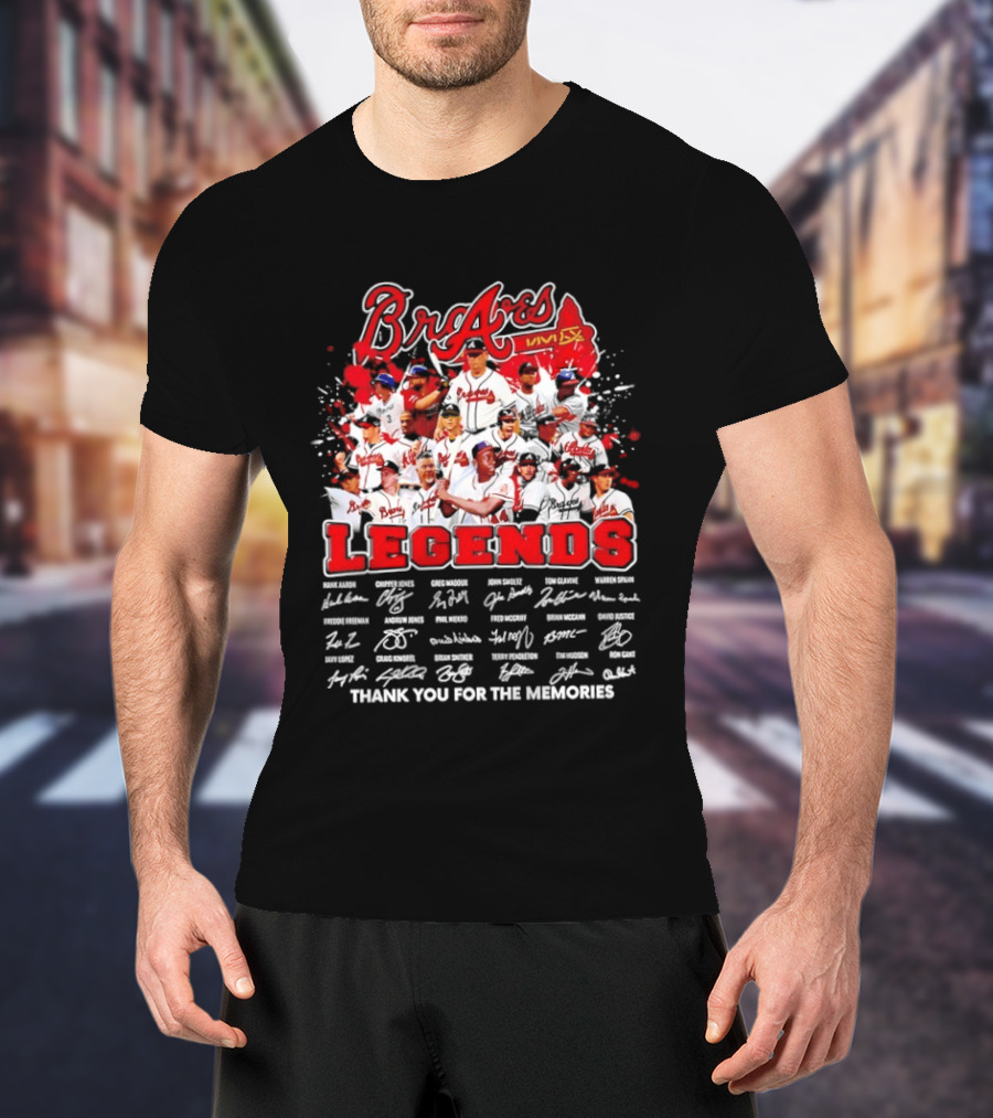 Braves Legends Thank You For The Memories Signatures Collage T-Shirt